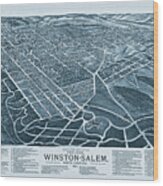 Winston Salem North Carolina Vintage Map Birds Eye View 1891 Blue Wood Print
