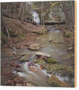 Winter Creek And Falls Wood Print