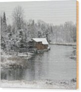 Winter Day On Crooked River Wood Print