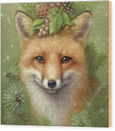 Winter Fox Wood Print
