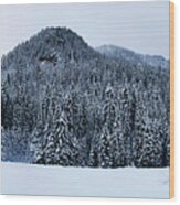 Winter Oregon Panorama- Cascades Wood Print