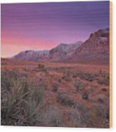 Winter Sunrise At Red Rock Canyon National Conservation Area In Nevada Wood Print