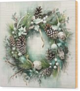Winter Wreath Wood Print