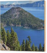 Wizard Island In Crater Lake Wood Print