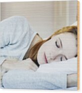 Woman Asleep In Bed Wood Print