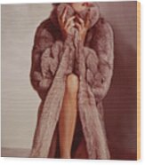 Woman In Fur 1978 Wood Print