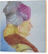 Woman In The Feathered Magenta Hat Wood Print