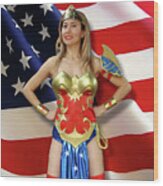 Wonder Woman Flag Wood Print