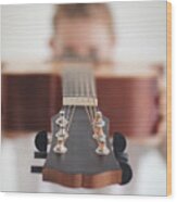 Wooden Guitar Head Wood Print