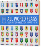 World Flags - Vector Vertical Bookmark Glossy Icons - Part 1 Of 4 Wood Print
