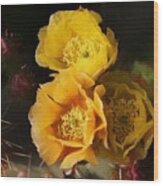 Yellow Cactus Flowers Wood Print