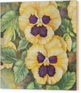 Yellow Pansies, Colorful Smile Wood Print