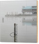 Yonkers Pier In Thick Fog Wood Print