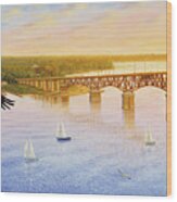 York River Bridge - Eagle Wood Print