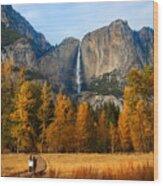 Yosemite Falls Autumn Wood Print