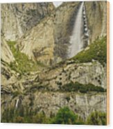 Yosemite Falls In Spring Wood Print