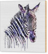 Zebra Head Wood Print