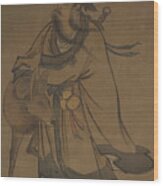 Zhang Lu The Immortal And Deer Wood Print