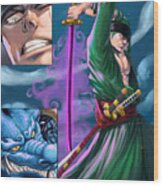 Zoro Vs Kaido - One Sword Style Wood Print