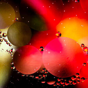 Macro shot of abstract oil in water droplets #1 by Steven Heap