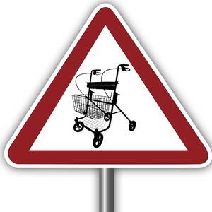 Warning Sign With Walking Frame Symbol #1 by Science Photo Library