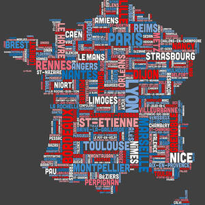 Text Map of France Map #2 by Michael Tompsett
