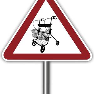 Warning Sign With Walking Frame Symbol #3 by Science Photo Library