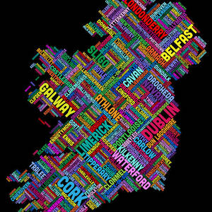 Ireland Eire City Text map #8 by Michael Tompsett