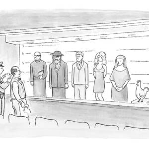 A Bartender Stands In Front Of A Police Lineup by Paul Noth