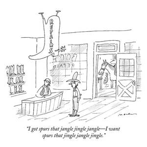 A Cowboy Talks To The Shopkeeper Of A Boot Spurs by Michael Maslin