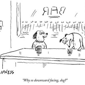 A Dog Addresses Another Dog In A Bar by David Sipress