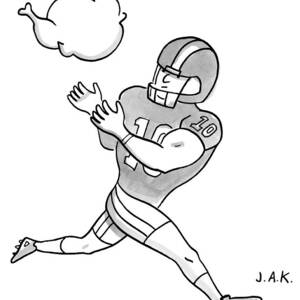 A Football Player Poises To Catch A Turkey by Jason Adam Katzenstein