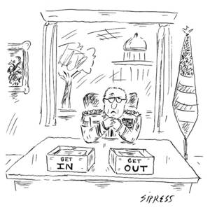 A Man Dressed In Military Commander Uniform Sits by David Sipress