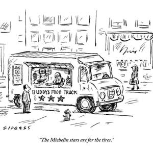 A Man Operating A Food Truck Speaks To A Customer by David Sipress