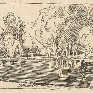 A Sailboat And Dingy On A River Or Pond by Thomas Rowlandson