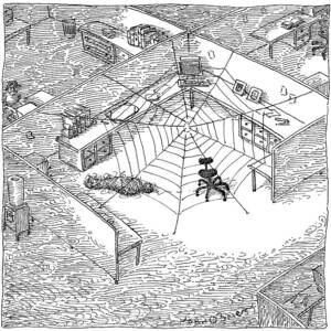 A Web Has Entangled A Man At His Cubicle by John O'Brien