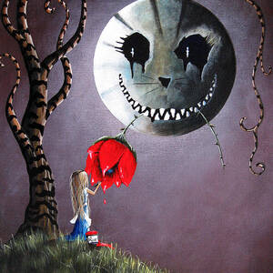 Alice In Wonderland Original Artwork - Alice And The Dripping Rose by Moonlight Art Parlour