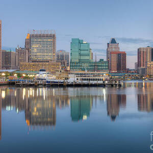 Baltimore Inner Harbor Skyline at Dawn I by Clarence Holmes