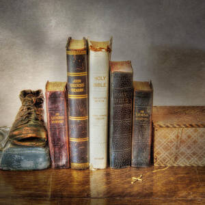 Stack Of Antique Books Photograph by David and Carol Kelly - Fine