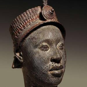 Bronze Head With Beaded Crown by Everett