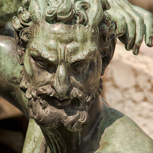 Bronze Satyr in the Fountain of Neptune of Florence by Melany Sarafis