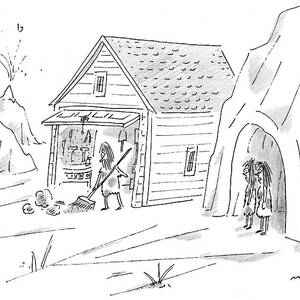 Caveman Sweeping Up His Garage by Michael Maslin