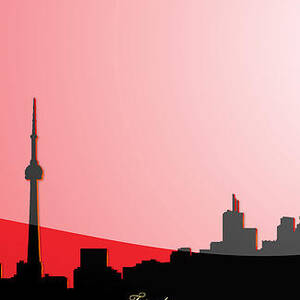 Cityscapes - Toronto Skyline in Black on Red by Serge Averbukh