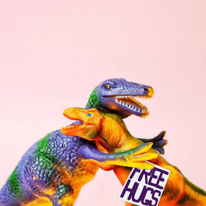 Dinosaurs Hugging by Juj Winn