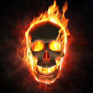 Evil skull in flames and smoke by Johan Swanepoel