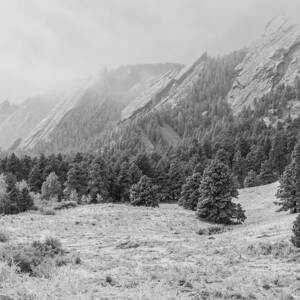Flatirons in Winter - Black and White by Aaron Spong