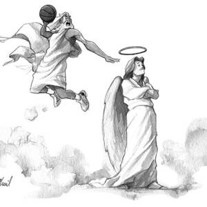 G-d Slam Dunks On An Angel's Halo by Will McPhail