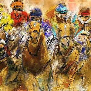Horse Racing Abstract by Lourry Legarde