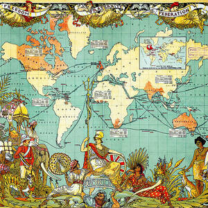 Imperial Federation Map of the World Showing the Extent of the British Empire in 1886 levelled by MotionAge Designs