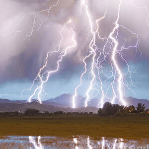 Lightning Striking Longs Peak Foothills 4C by James BO Insogna